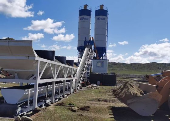 4 hopper batching belt type concrete plant