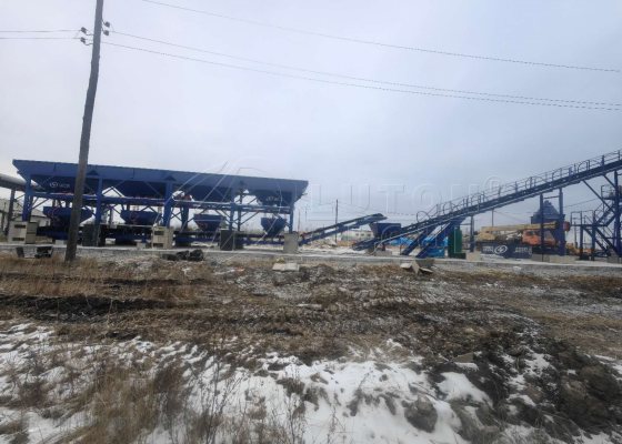 HZS60 belt type concrete mixing plant installed in Russia HZS60 belt type concrete mixing plant installed in Russia